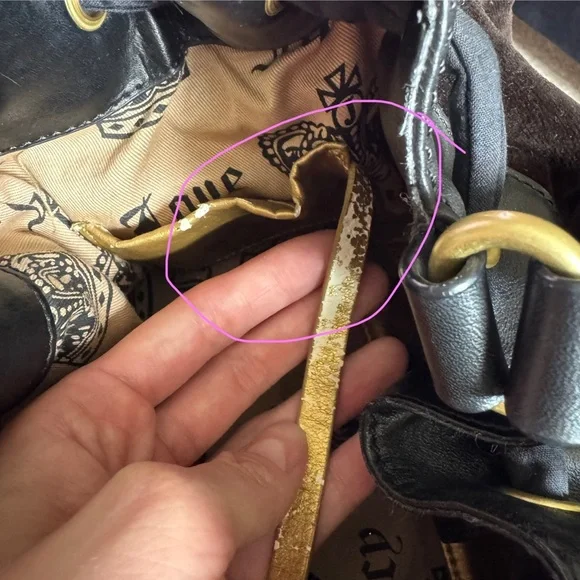 VINTAGE Juicy Couture Daydreamer Black Velour Tote Bag - Picture 13 of 16